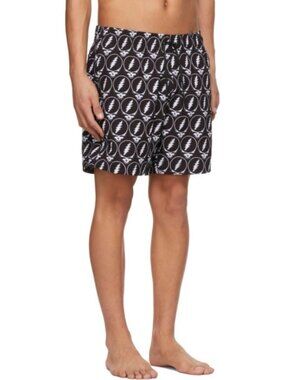 AMIRI x Grateful Dead Skull Swim Trunks Black Men's Size L Designer Luxury NWT